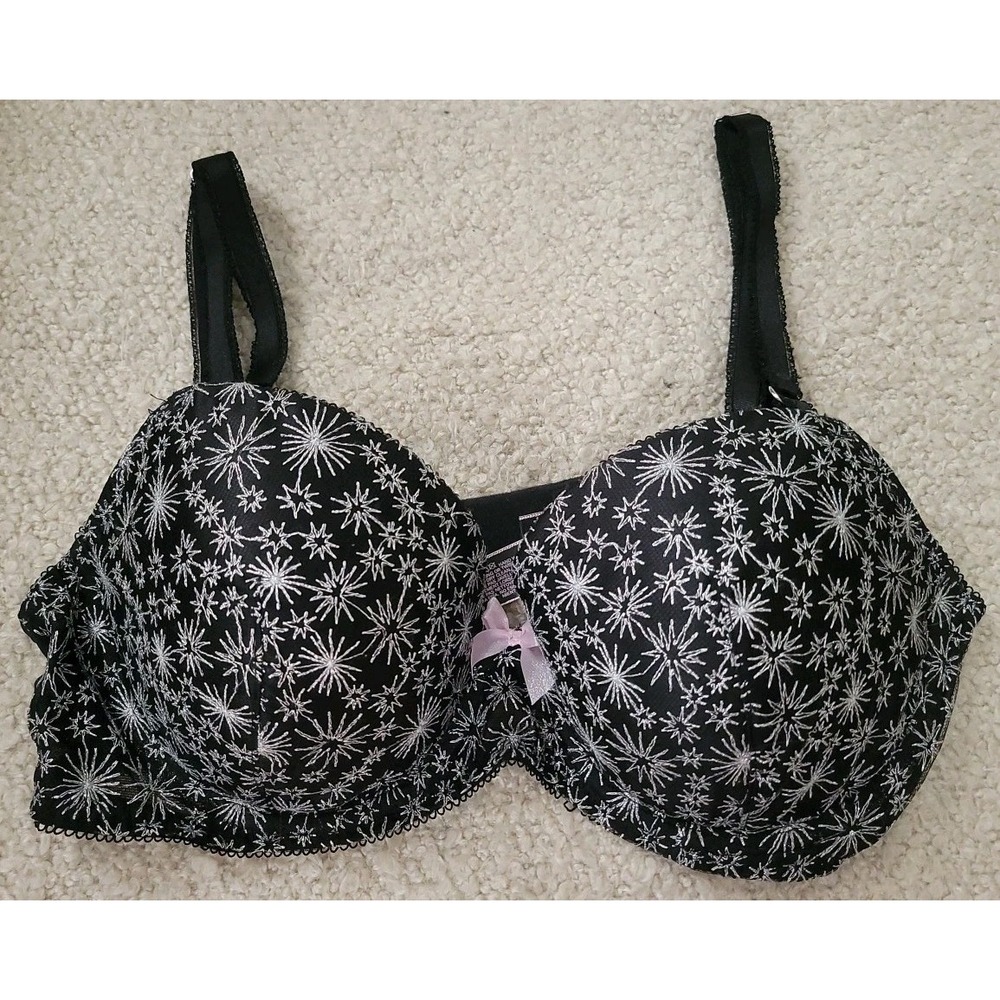 Victoria's Secret Dream Angels Bra 34D Black Silver Sparkle Wired Pretty EUC - Picture 1 of 16